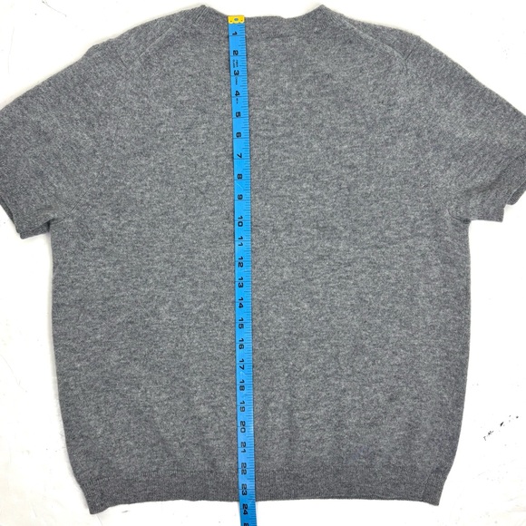 Quince Women XL 100% Cashmere Short Sleeve Sweater Crewneck Gray Quiet Luxury - Picture 8 of 11